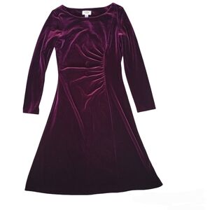 Talbots plum long sleeves velvet dress